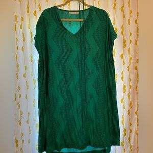MANAOLA Teal Green V-Neck Tunic Dress (XL/2XL)